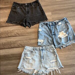 Distressed Denim Shorts Trio
